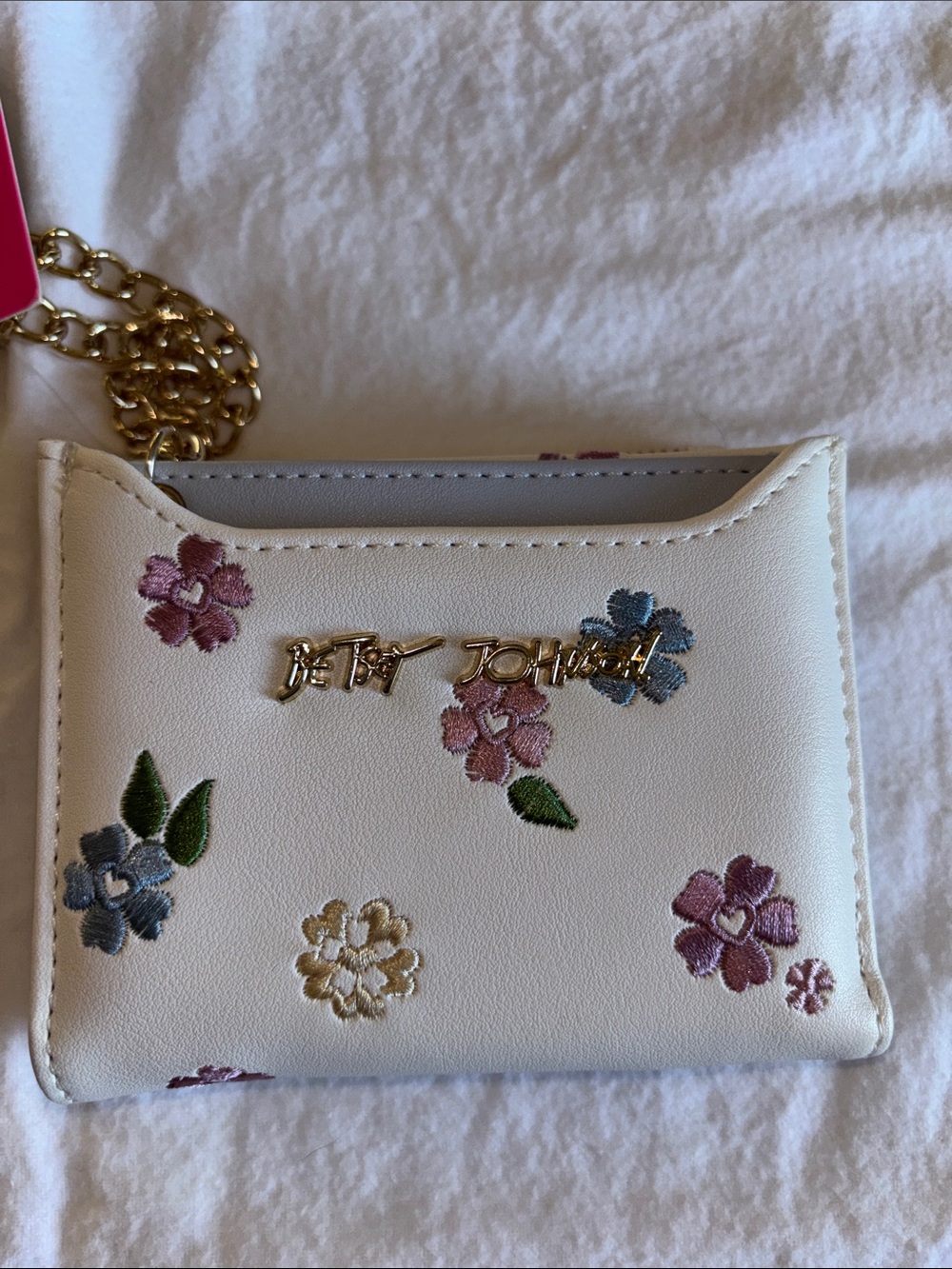 Betsey Johnson White Floral Embroidered Bi-Fold wallet & card holder